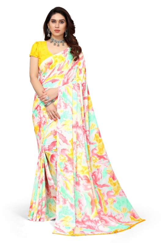Fancy Georgette Printed Saree With blouse
